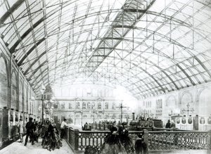 Interieur van Charing Cross station, gegraveerd door de Kell Brothers, c.1864 door English School